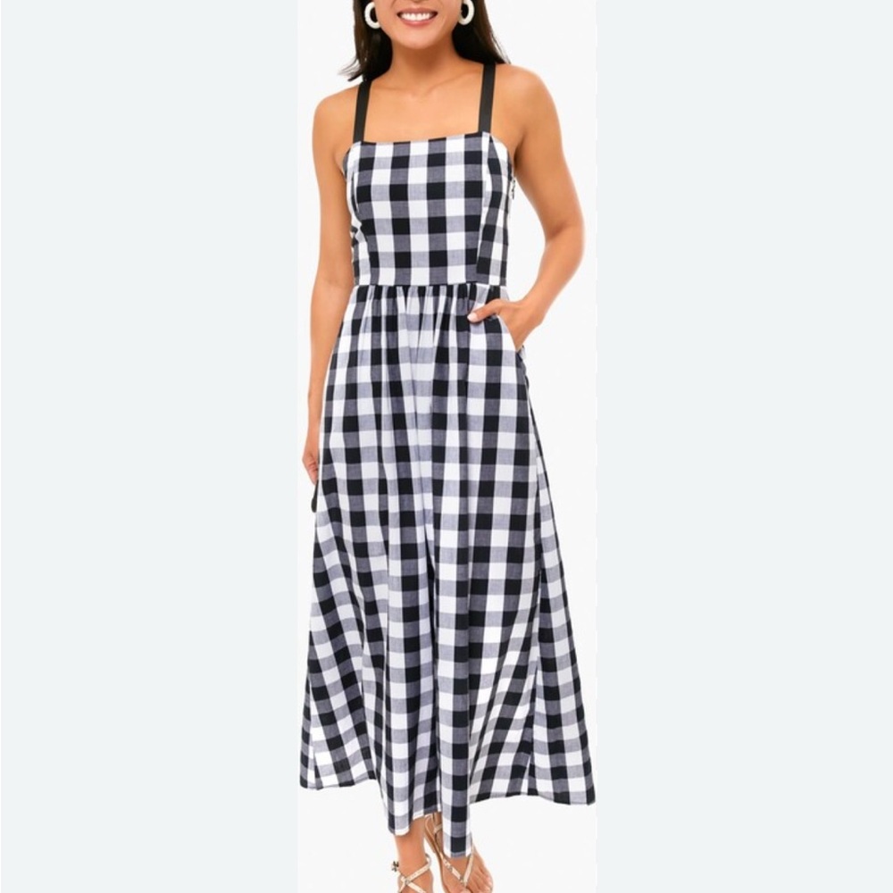 Tuckernuck Black Gingham Lelia Dress Black and White Checkered Maxi Dress